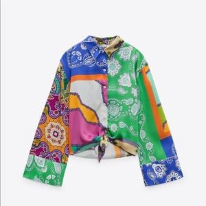 Tied Patchwork Shirt Multicolored